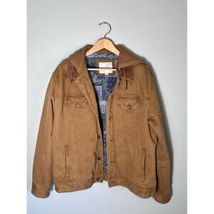 American Eagle Cotton Hooded Mens XL Brown Twill Barn Jacket Coat Chore Lined